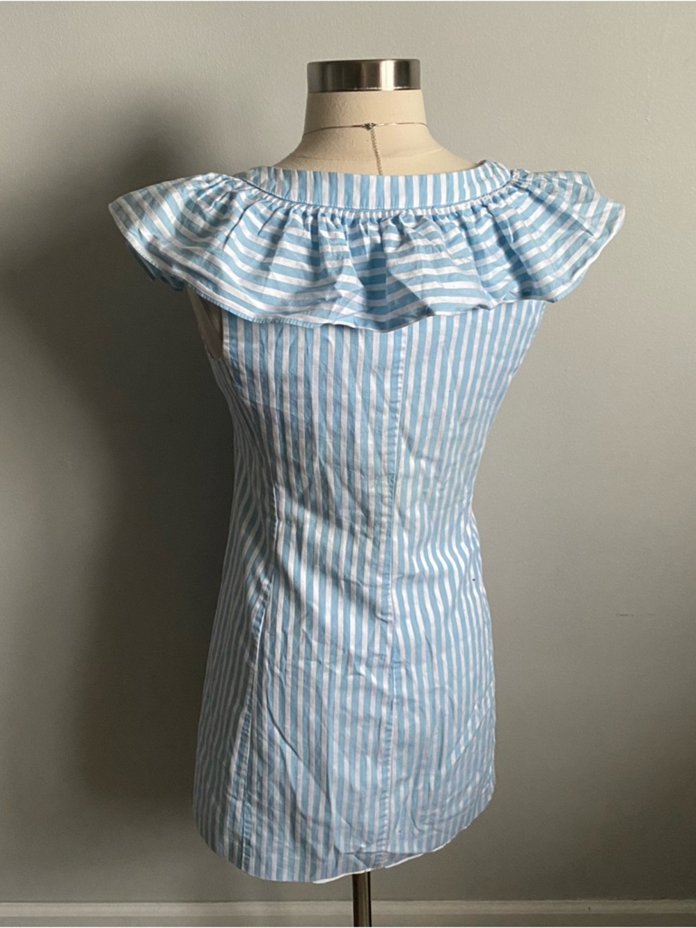 Vintage Y2K Betsey Johnson Twee blue striped mini dress - Picture 2 of 6